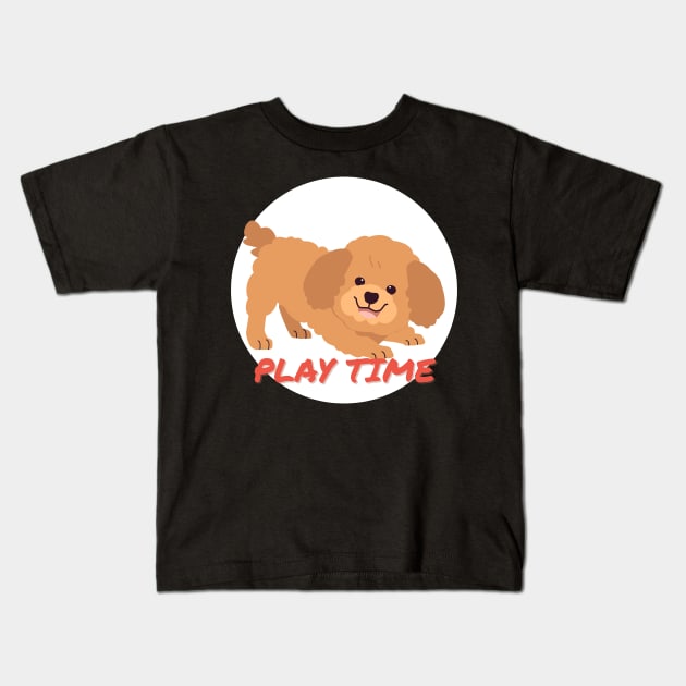 Poodle Play Time Kids T-Shirt by Sleepy Time Tales